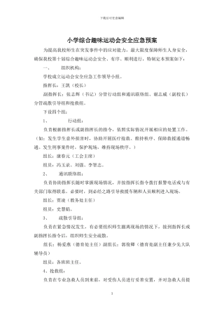 小学综合趣味运动会安全应急预案