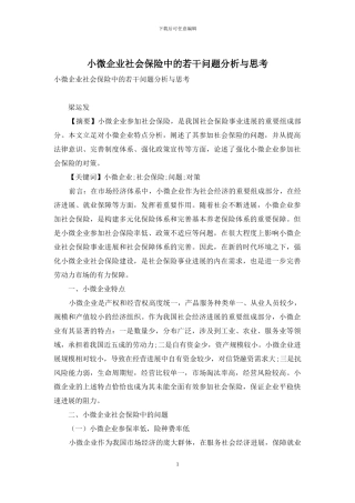 小微企业社会保险中的若干问题分析与思考