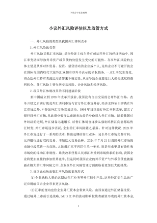 小议外汇风险评估以及监管方式
