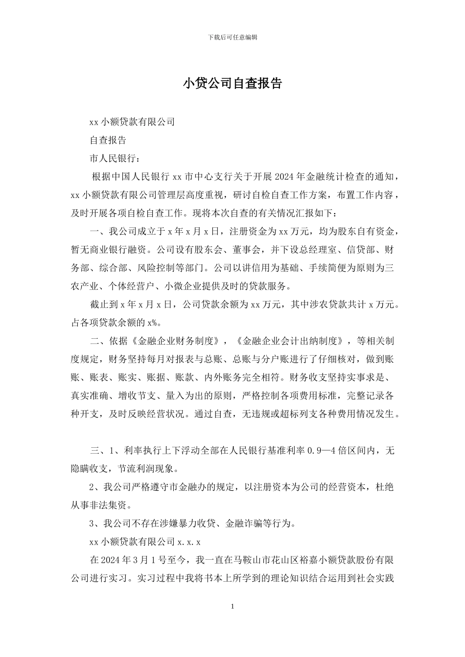 小贷公司自查报告_第1页