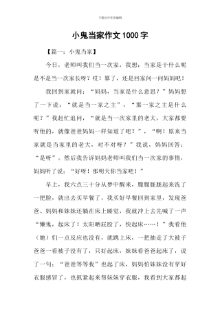 小鬼当家作文1000字