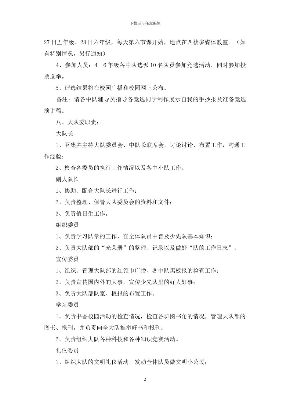 少先队大队委竞选方案_第2页