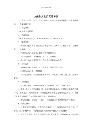 少先队大队委竞选方案