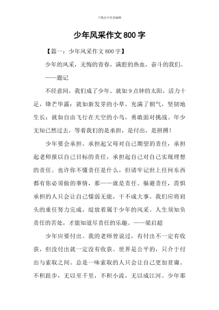 少年风采作文800字