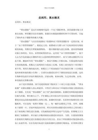 岳鸿军：黑水精灵