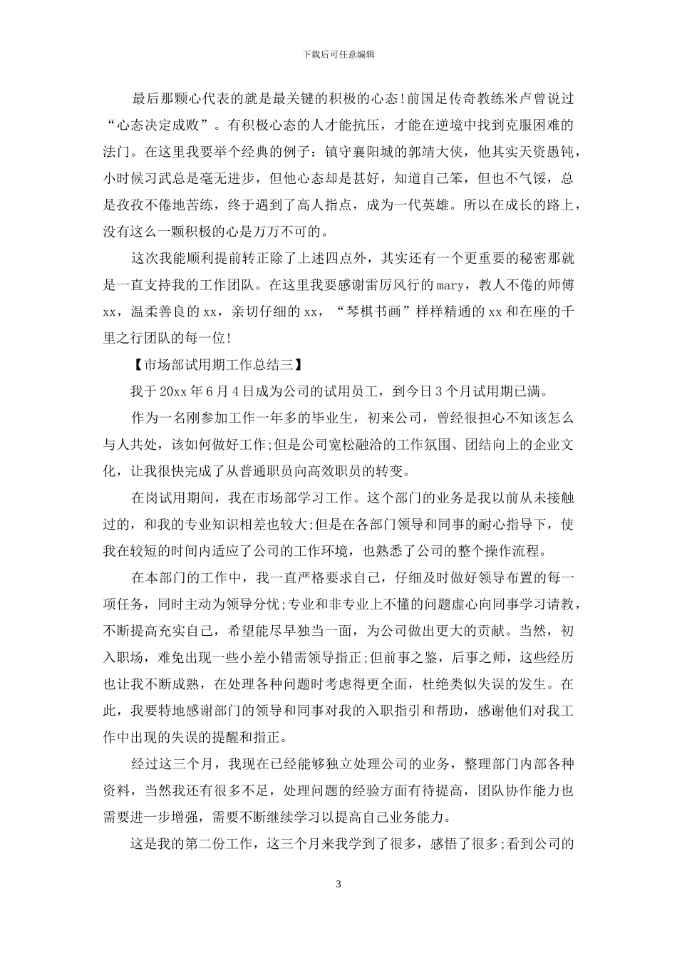 市场部试用期工作总结_第3页