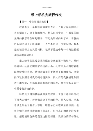 带上相机去旅行作文