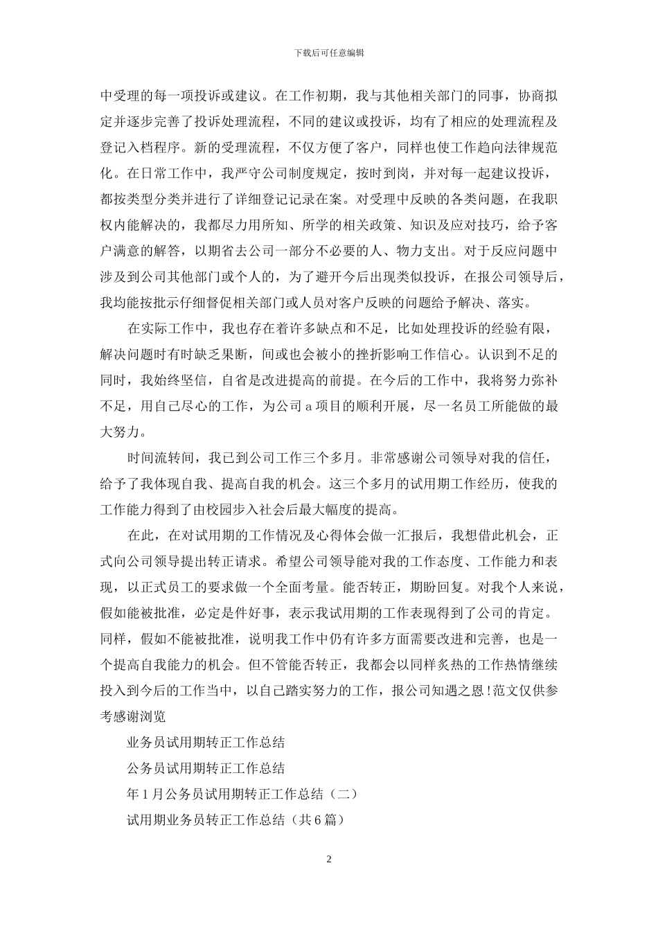 年业务员试用期转正工作总结_第2页