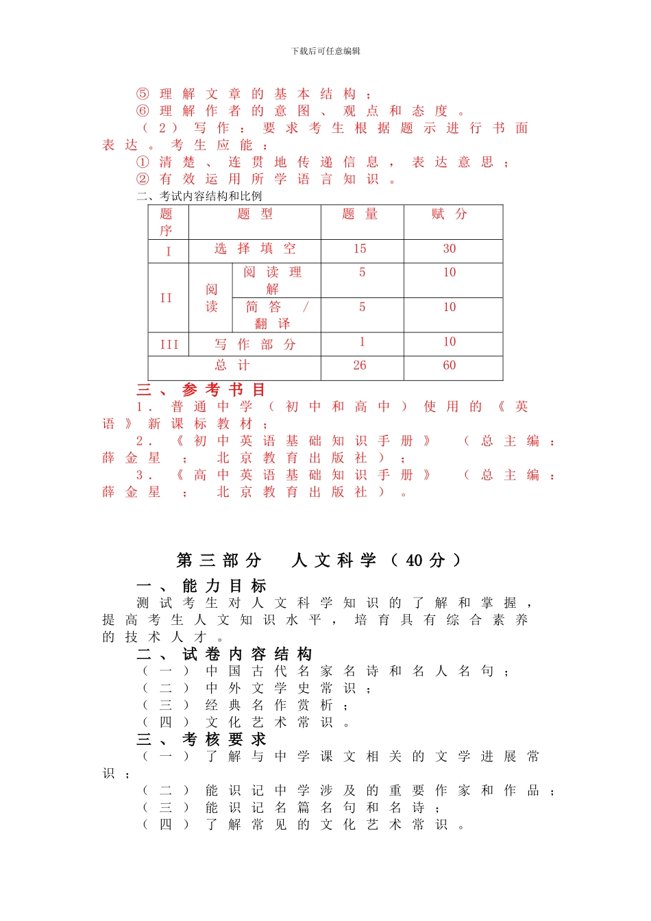广东交通职业技术学院自主招生考试大纲_第3页