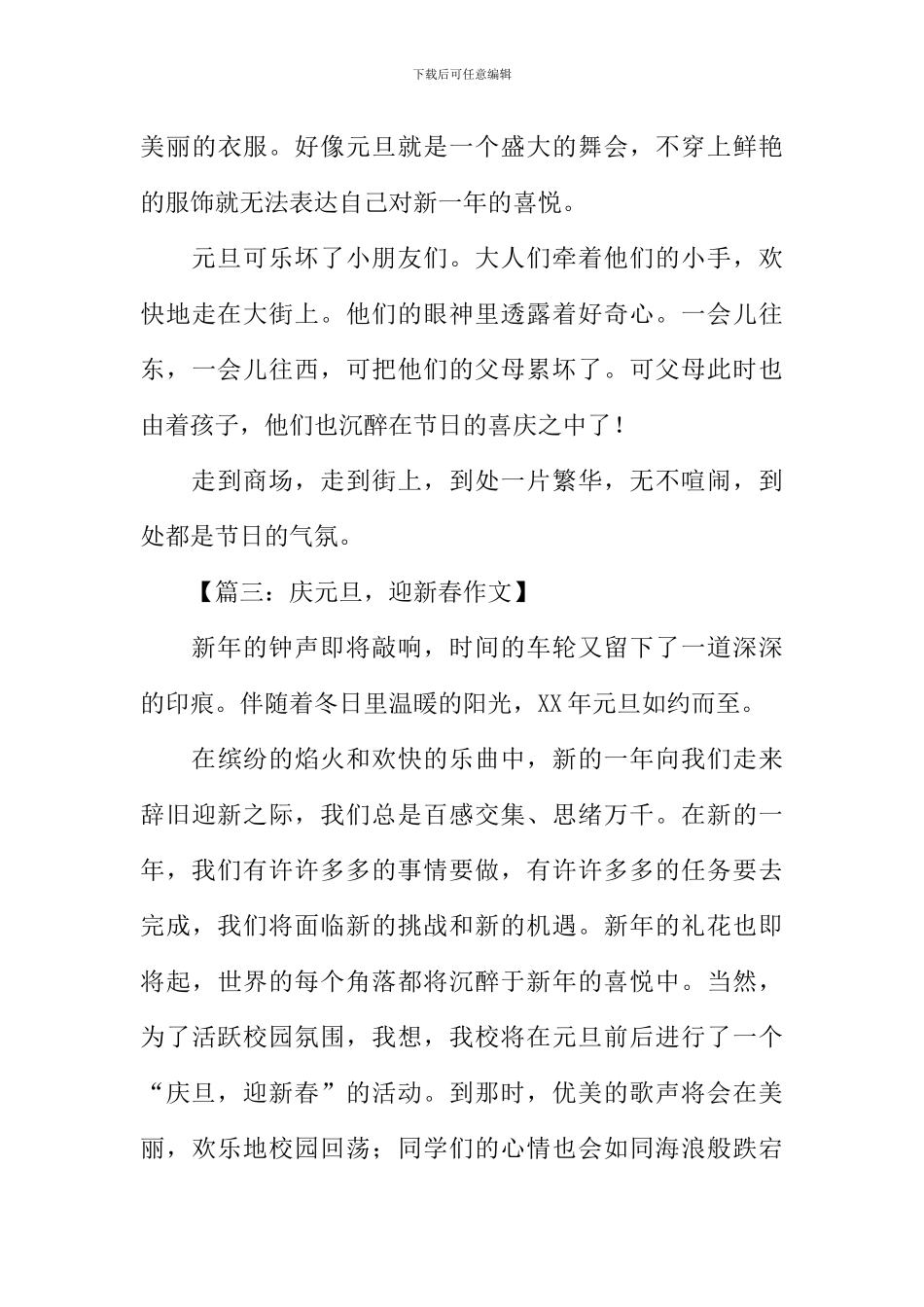 庆元旦迎新年作文_第3页