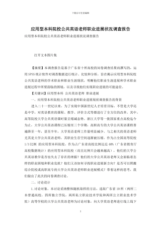 应用型本科院校公共英语教师职业发展状况调查报告