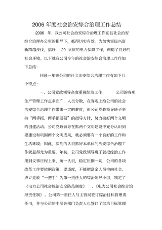 年社会治安综合治理工作总结