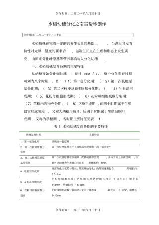 水稻幼穗分化