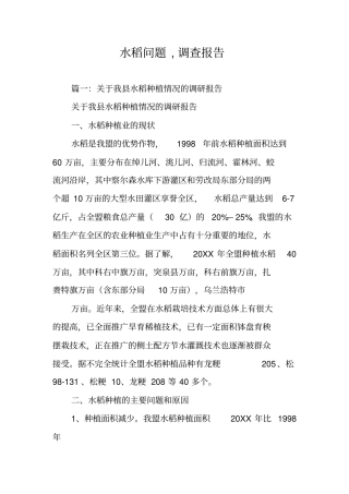 水稻问题,调查报告