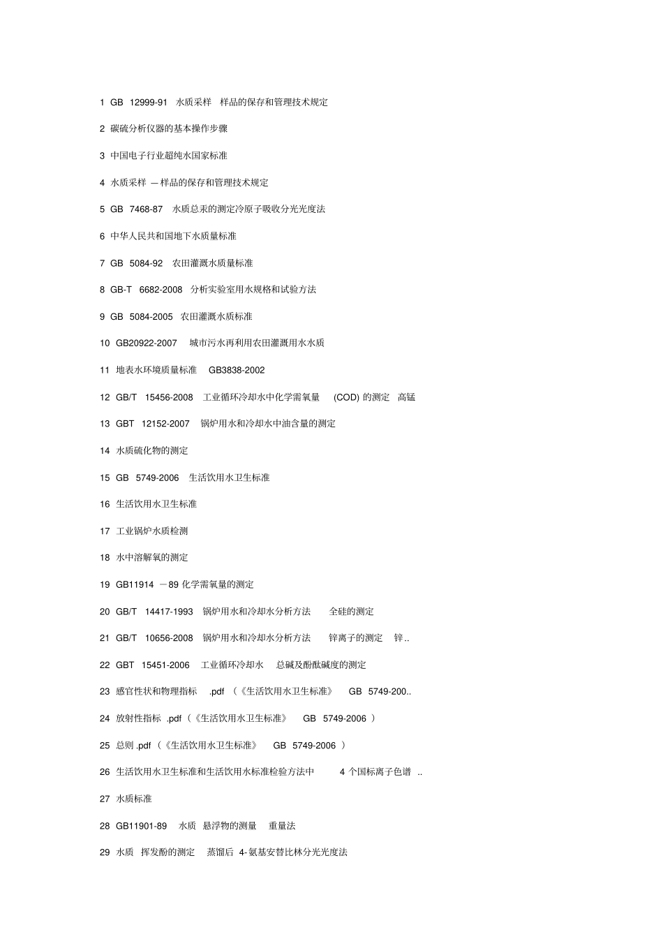 水质监测国标汇总_第1页