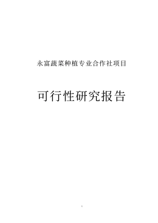 永富蔬菜种植专业合作社项目可行性研究报告