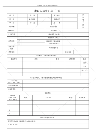 求职人员登记表格1