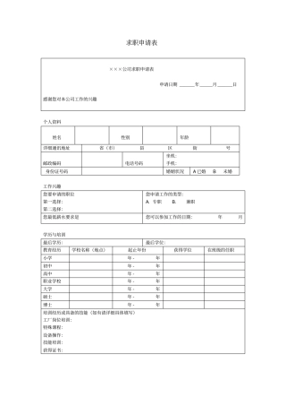 求职申请表模板