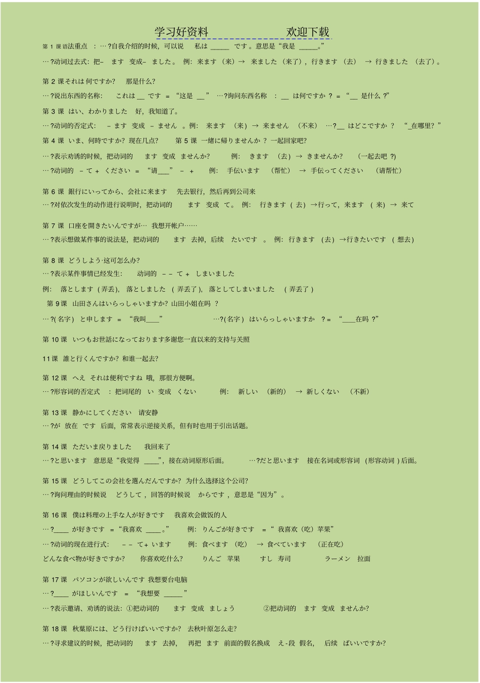 汇总NHK简明日语语法_第1页