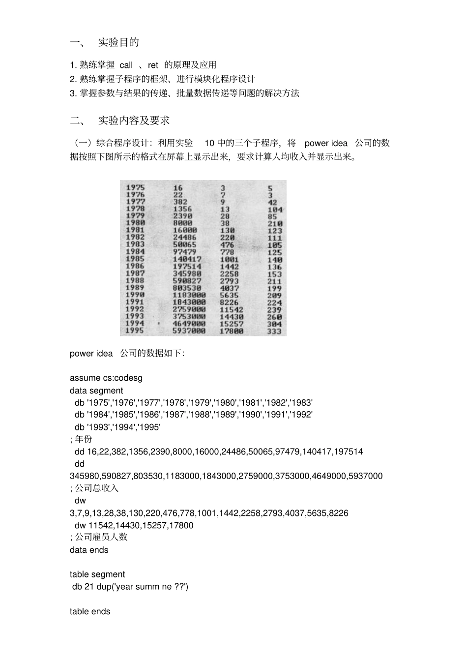 汇编语言程序设计-课程设计资料_第1页