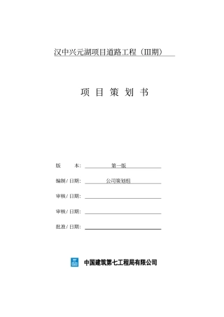 汉中兴元湖项目道路工程项目策划3版本分析
