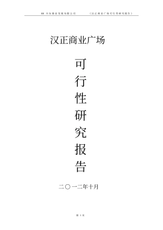 汉正商业广场可行性研究报告