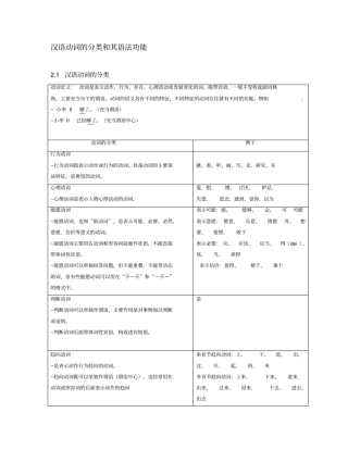 汉语动词的分类和其语法功能