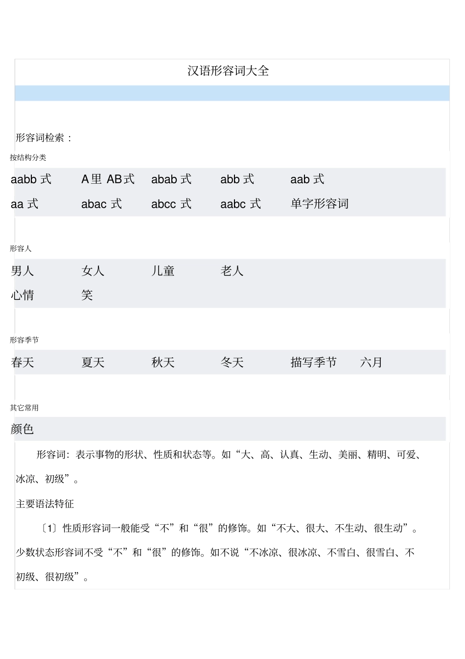 汉语形容词大全_第1页