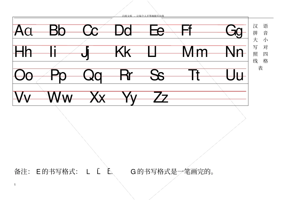 汉语拼音四线格大小写对照表拼音表_第1页