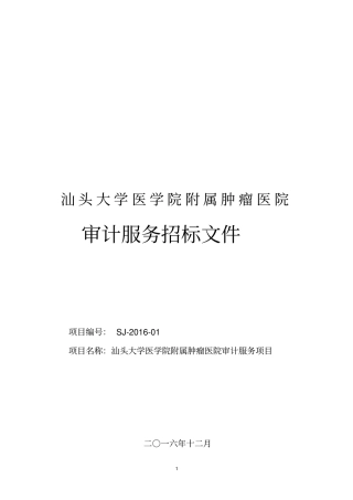 汕头大学医学院附属肿瘤医院审计服务招标文件
