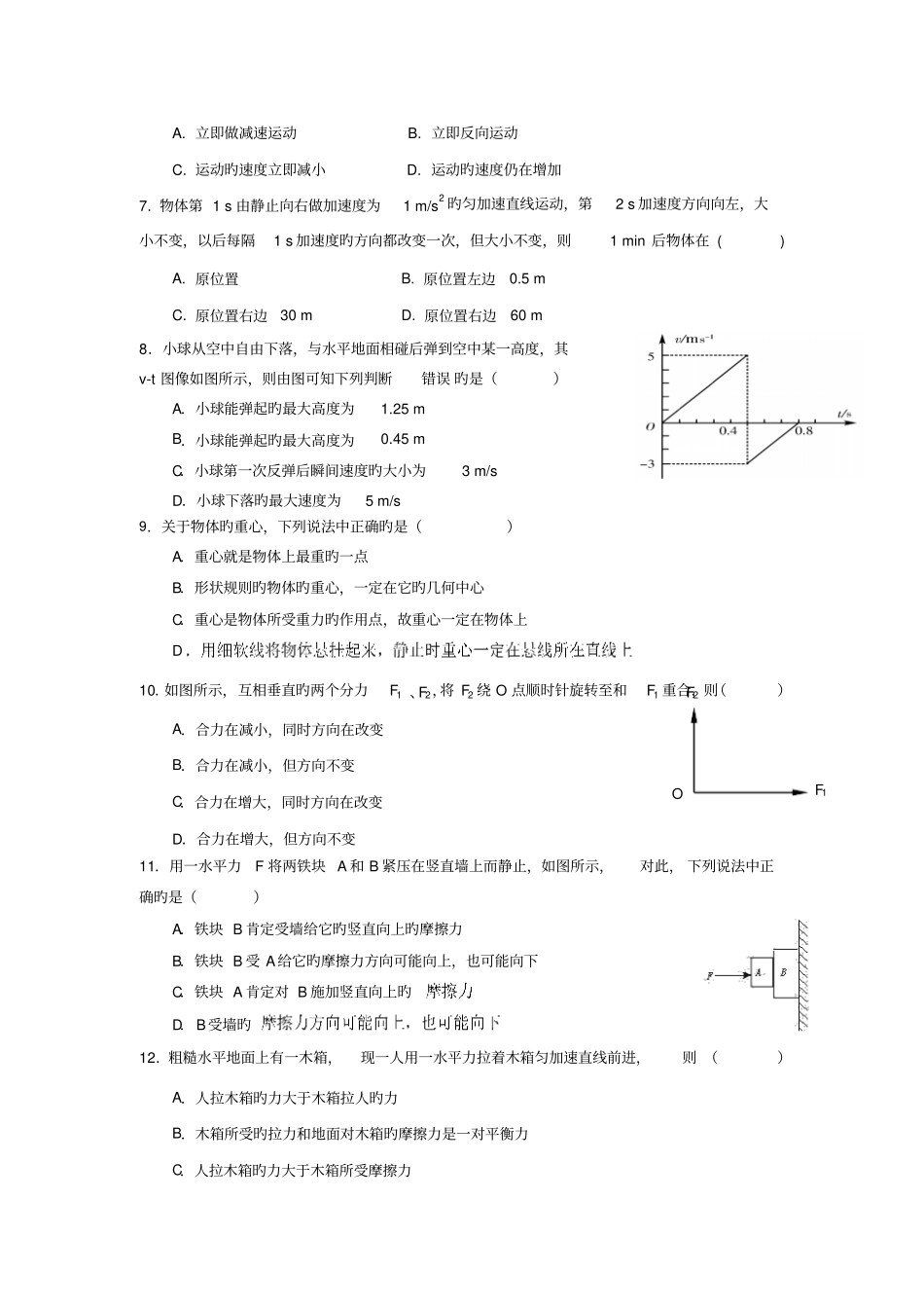 江苏2019普通高中学业水平测试小高考-物理_第2页
