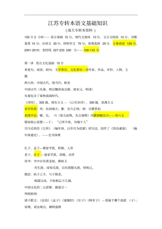 江苏专转本语文基础知识汇总