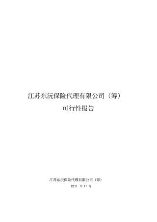 江苏东沅保险代理有限公司筹可行性报告