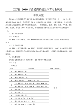 江苏体育高考专项评分标准