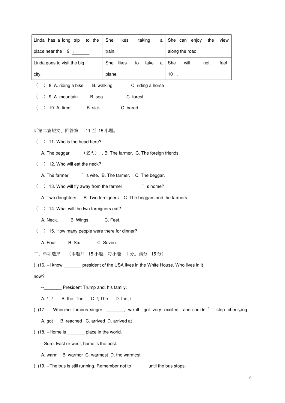 江苏南通海安八年级英语上学期期中试题_牛津版_第2页