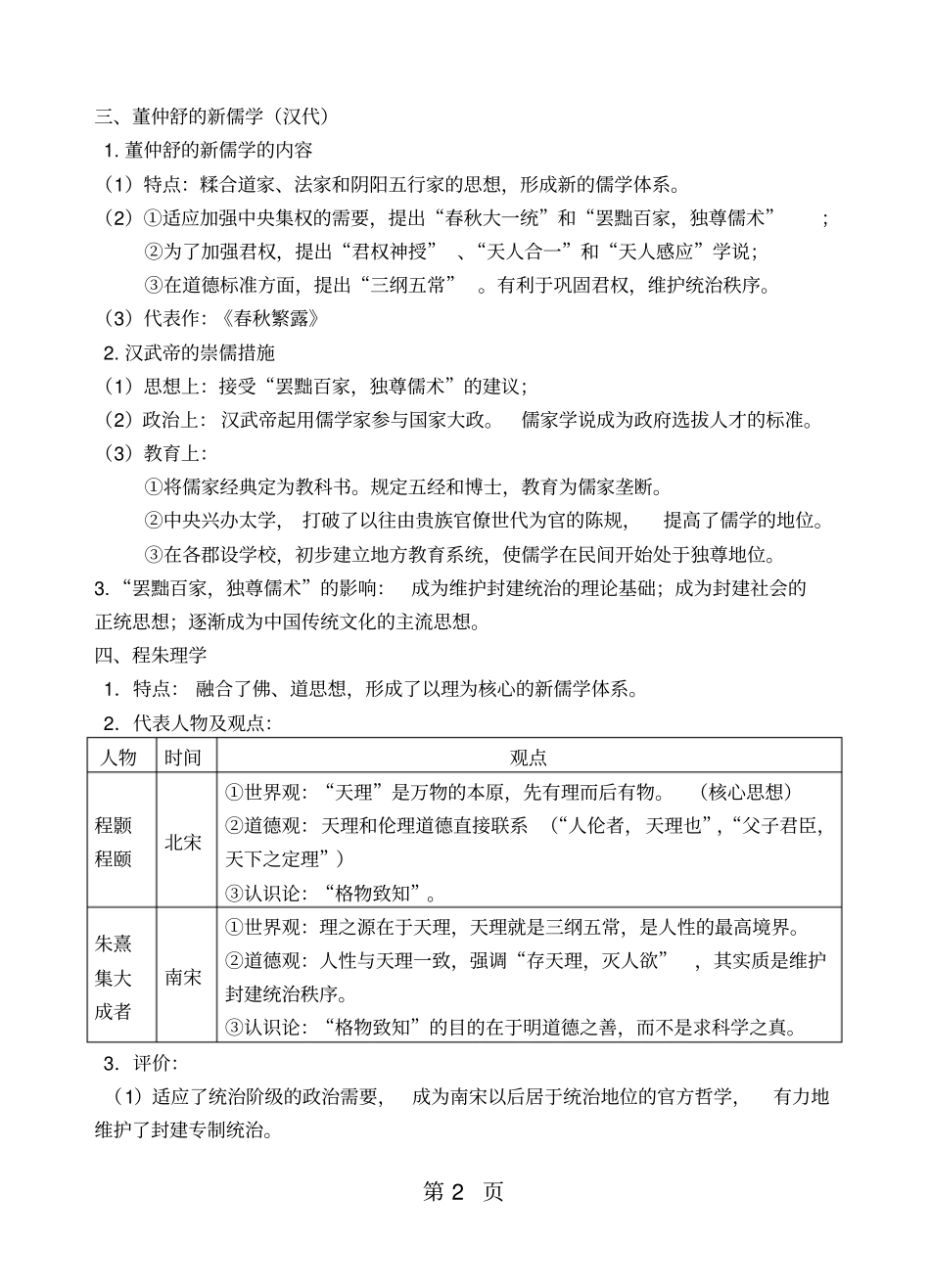 江苏南通高考历史基础知识梳理人教版必修三思想文化考前复习提纲-教育文档_第2页