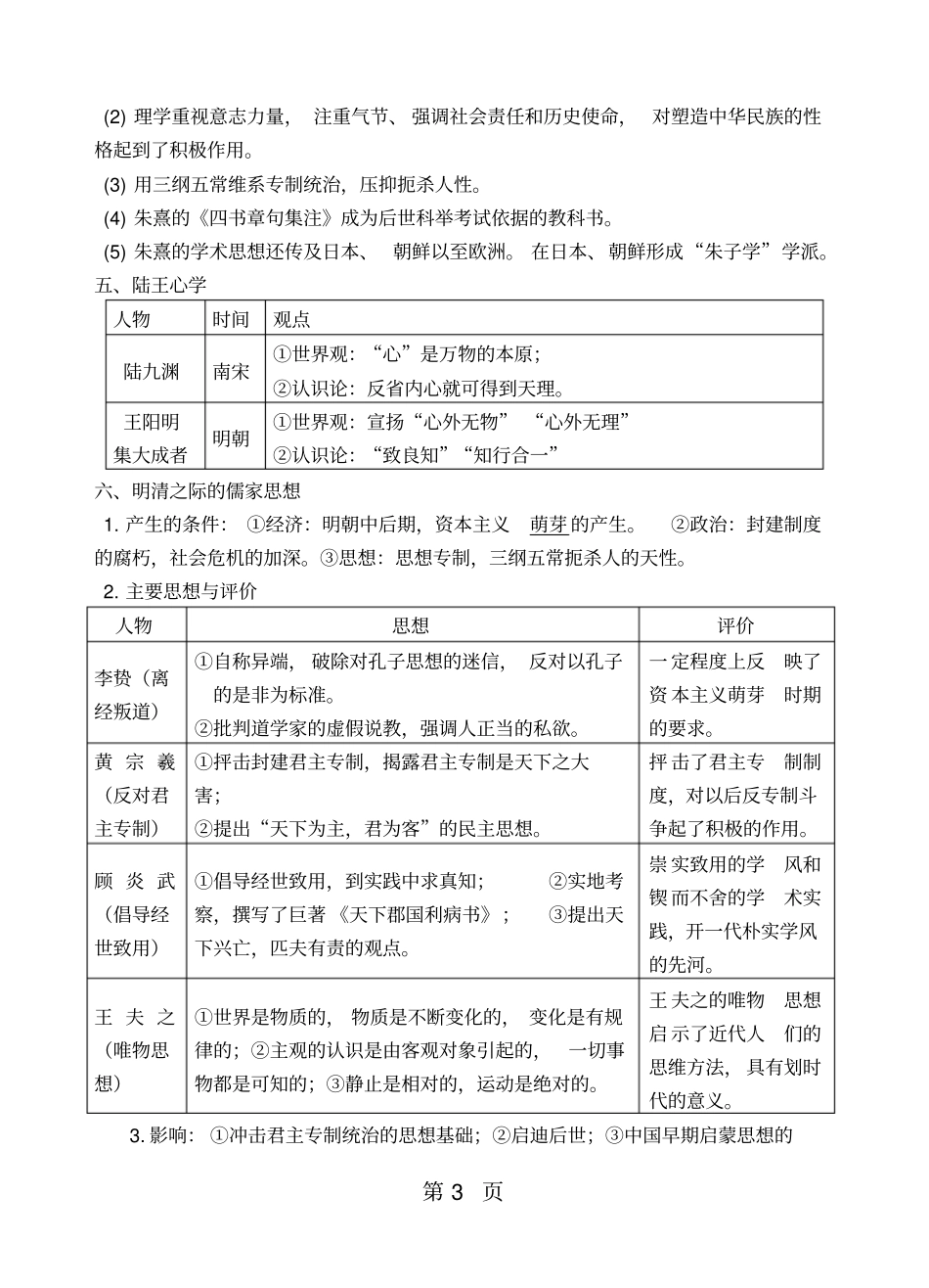 江苏南通高考历史基础知识梳理人教版必修三思想文化考前复习提纲-教育文档_第3页