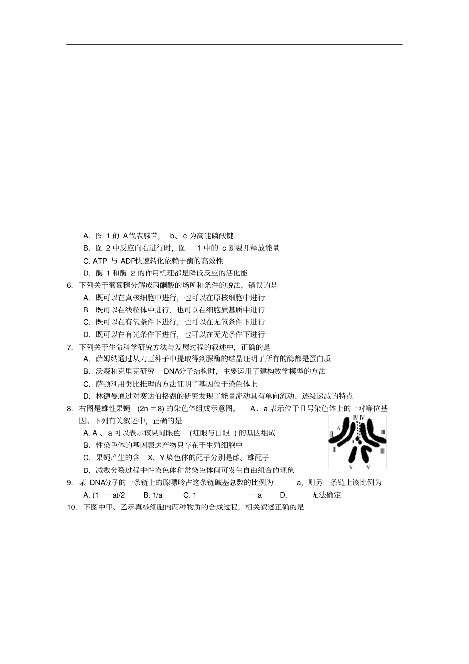 江苏如皋中学高三生物12月阶段练习试题_第2页