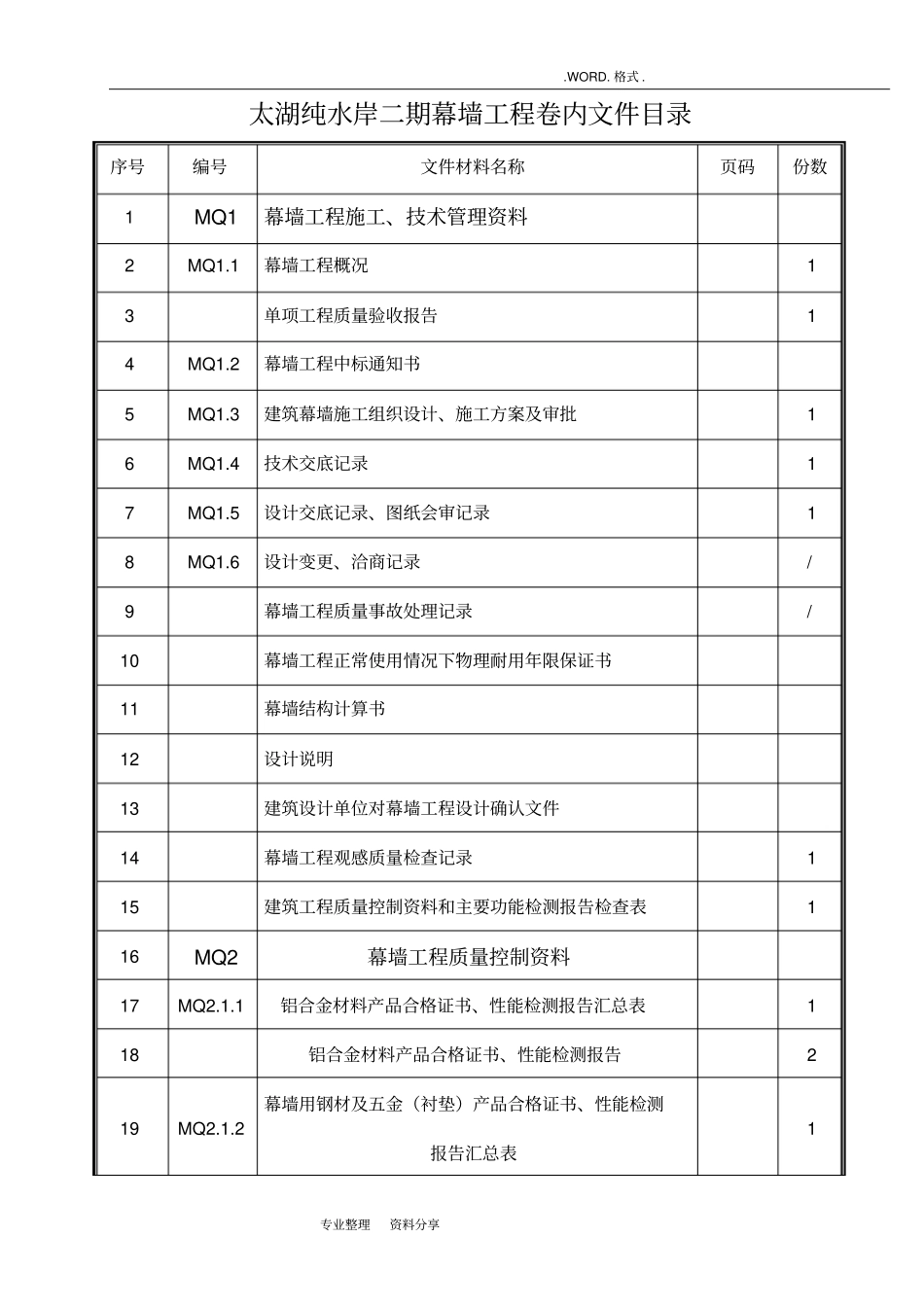 江苏工程幕墙资料全套_第1页