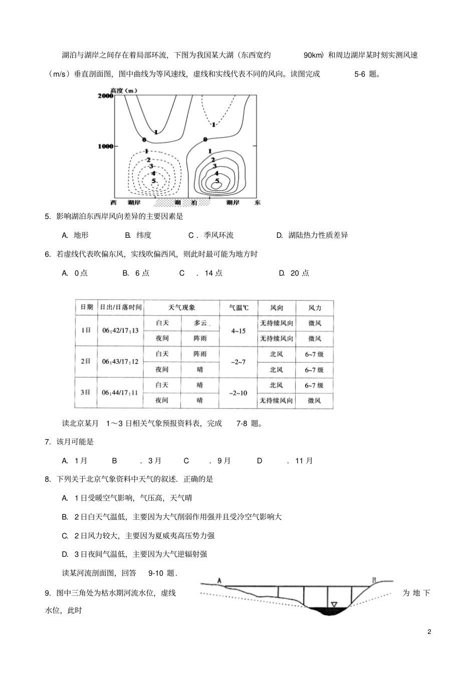 江苏常熟2016年高二学业水平模拟测试地理试卷版含答案汇总_第2页