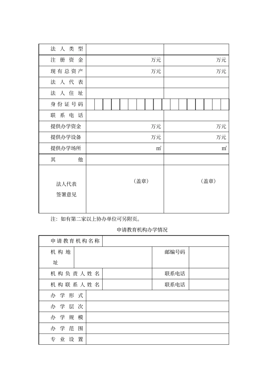 江苏非学历民办学校申请办学登记表_第2页