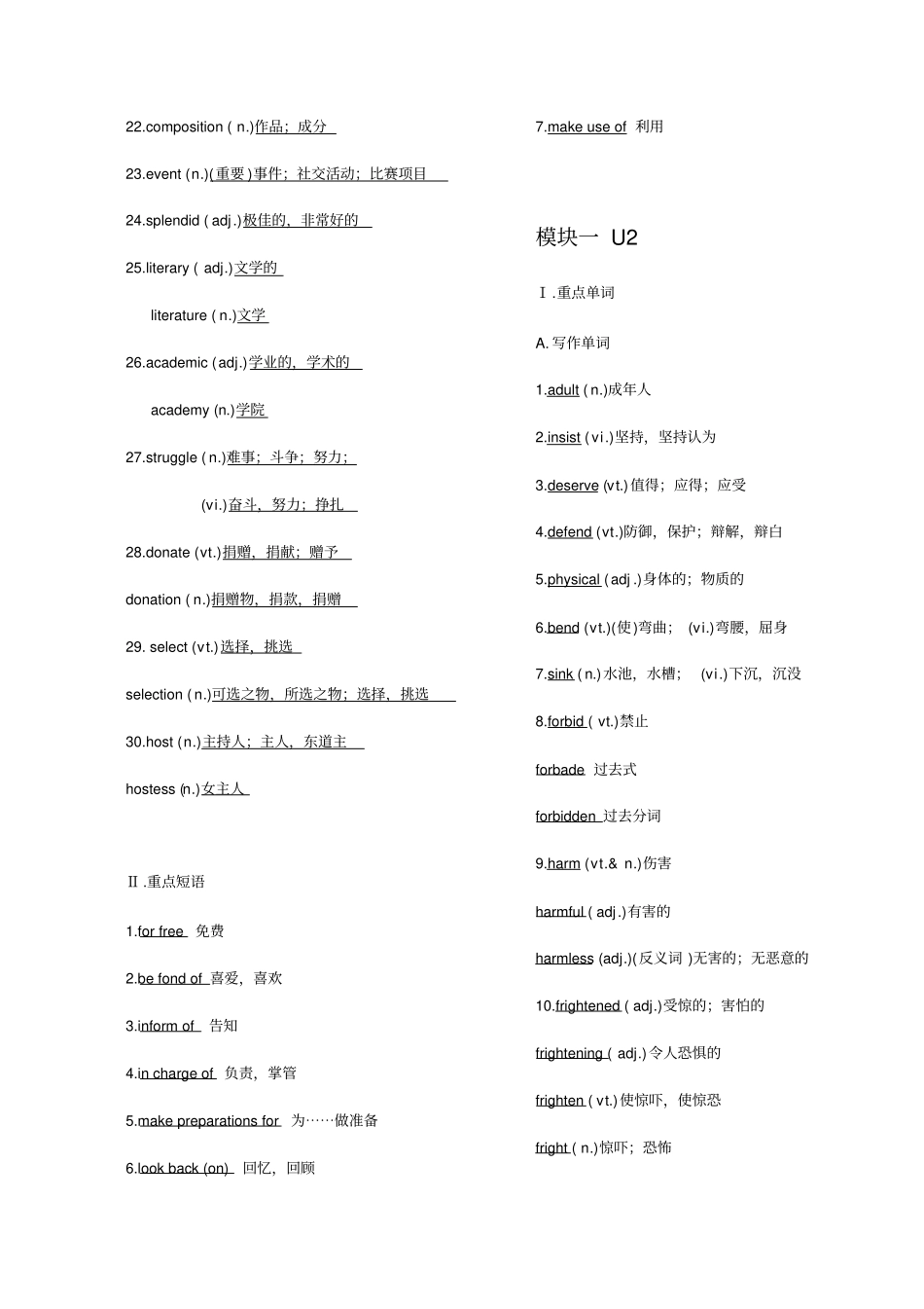 江苏高中英语模块1_8重点词汇与词性变形写作词汇和阅读词汇与词组_第2页