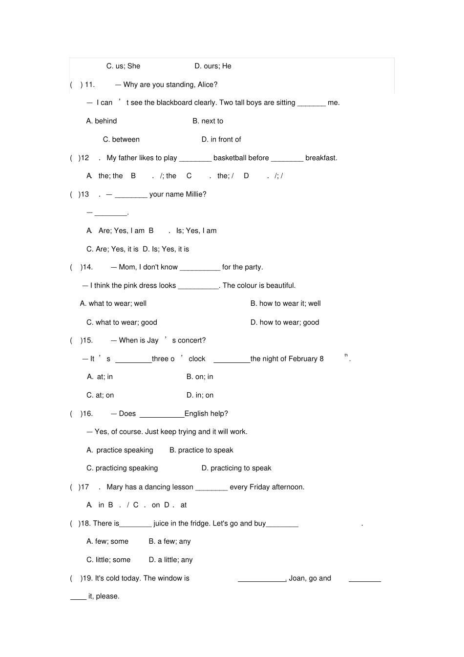 江苏高邮阳光双语初中2018-2019年七年级上学期牛津译林版英语期中模拟测试有答案_第2页