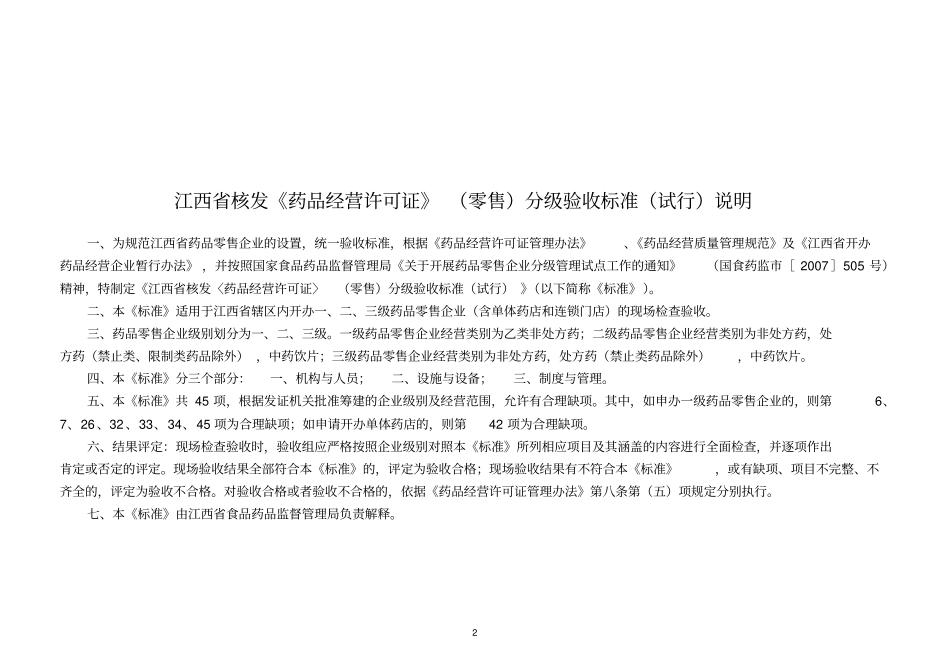 江西核发药品经营许可证零售分级验收标准_第2页
