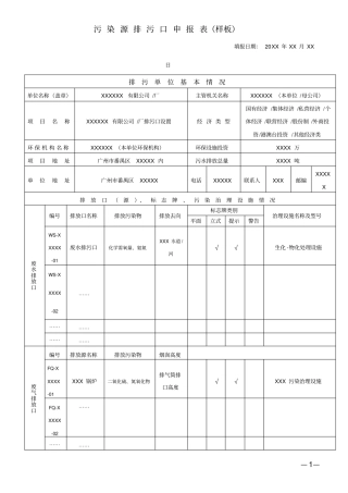 污染源排污口申报表样板
