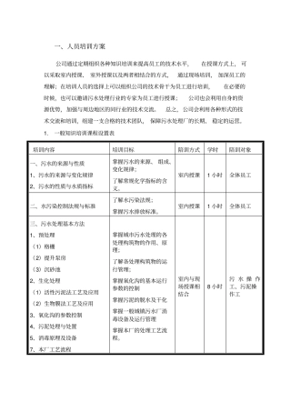污水处理厂培训方案