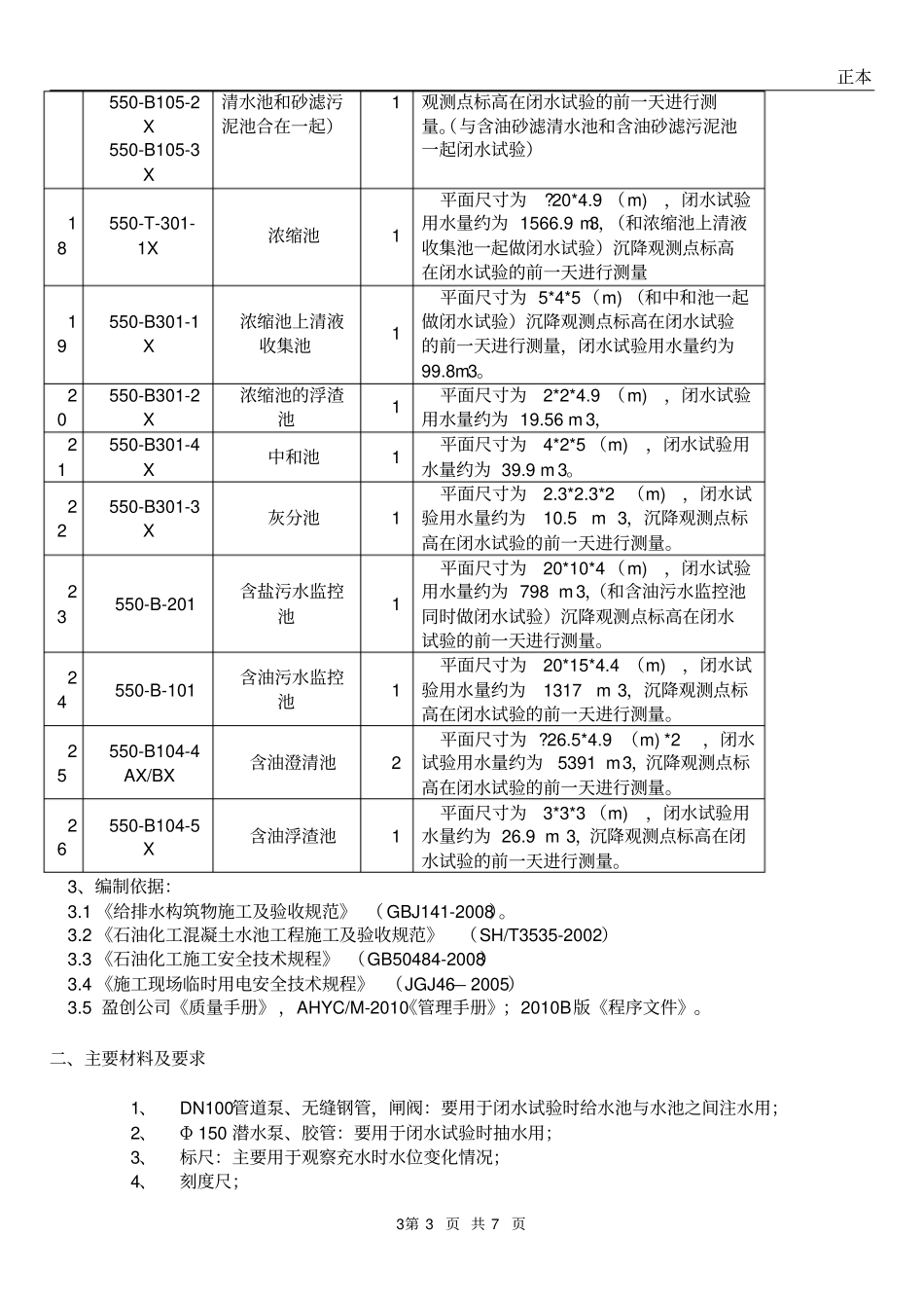 污水处理厂水池闭水试验施工方案-_第3页