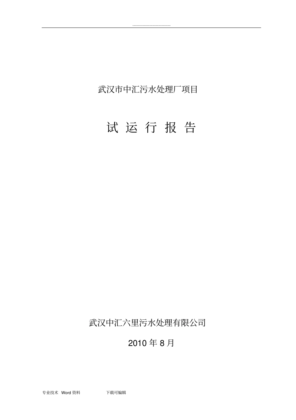 污水处理厂试运行报告_第1页