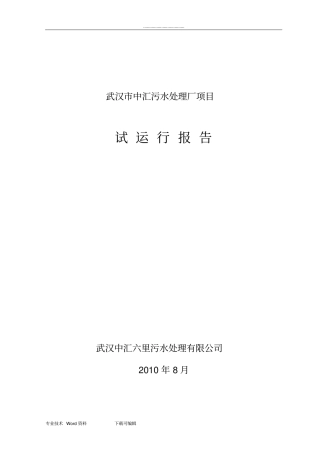 污水处理厂试运行报告
