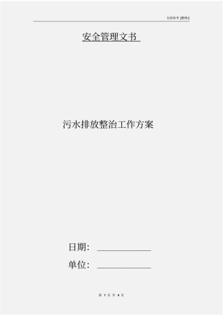 污水排放整治工作方案